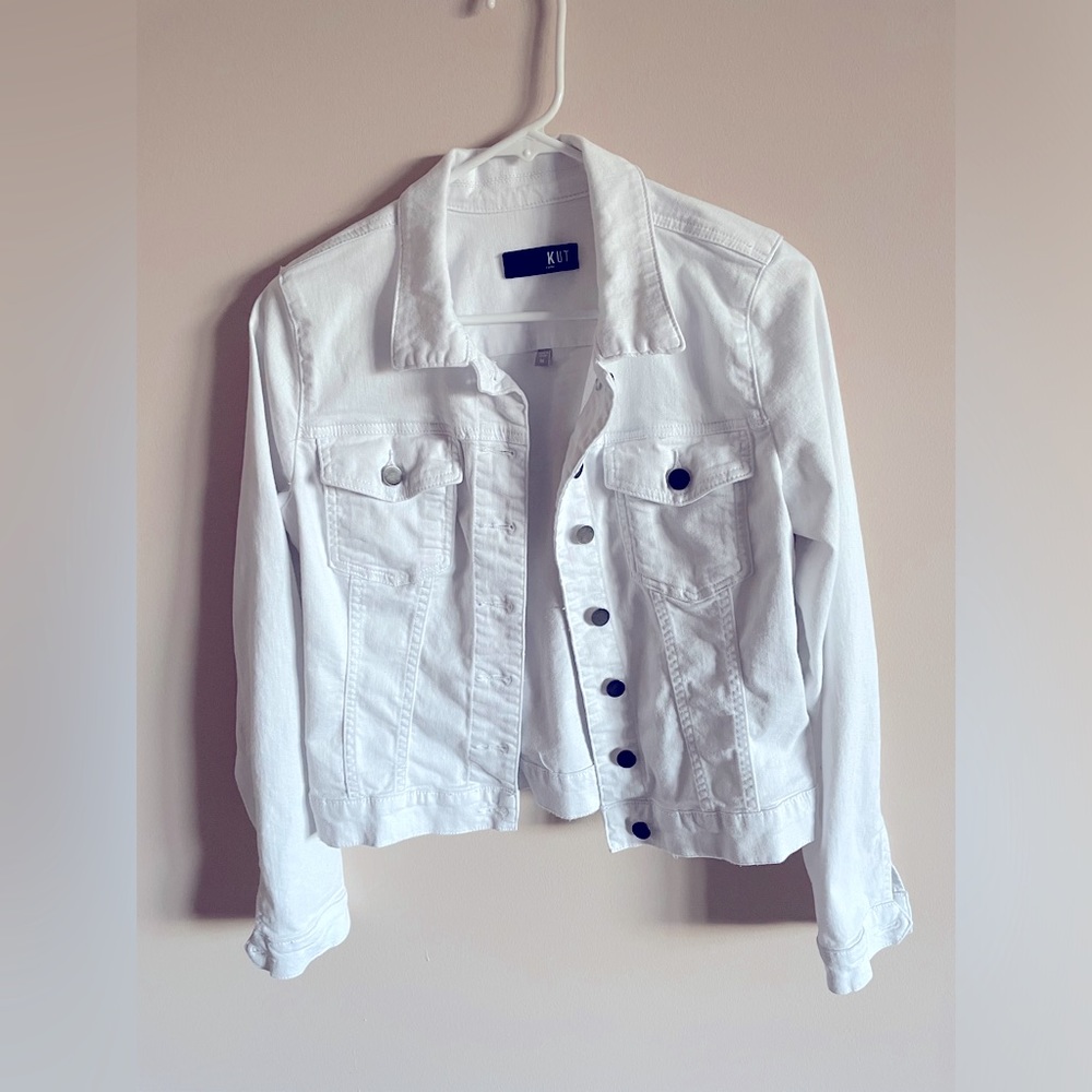 Women’s White Denim Jacket - Size M - Kut from the Kloth.